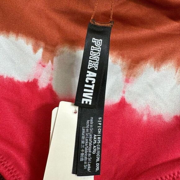 PINK Victorias Secret Active Pink Brown Tie Dye Swim Bottoms Small NWT - Picture 3 of 4